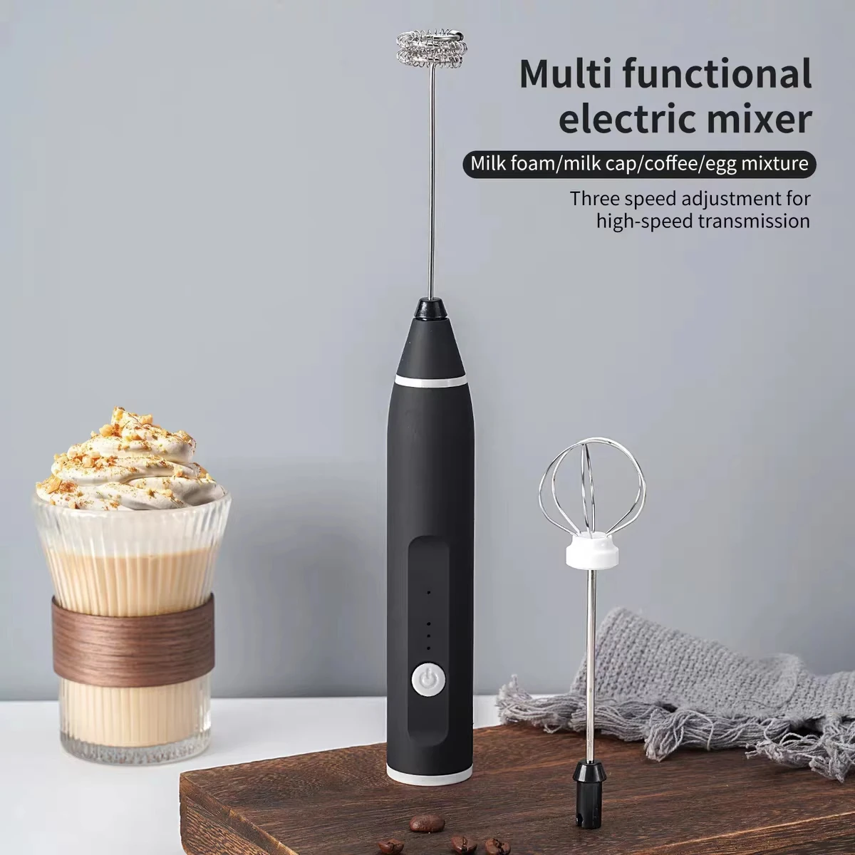 2-in-1 Rechargeable Coffee Beater & Milk Frother